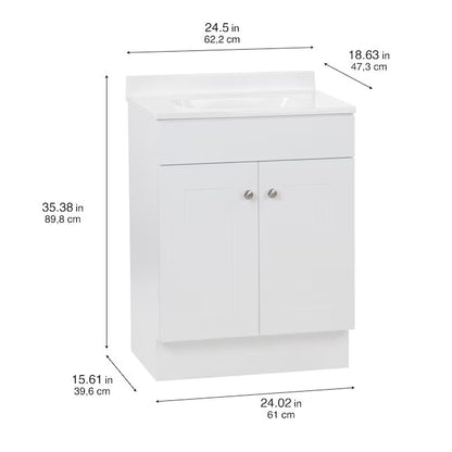 Project Source Dover 24 in White Single Sink Bathroom Vanity with White Top