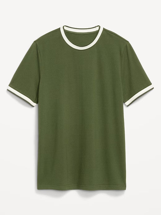 OLD NAVY Men's Crew Neck Trim Ringer Pique T-Shirt Tee NWT, Many colors & Sizes