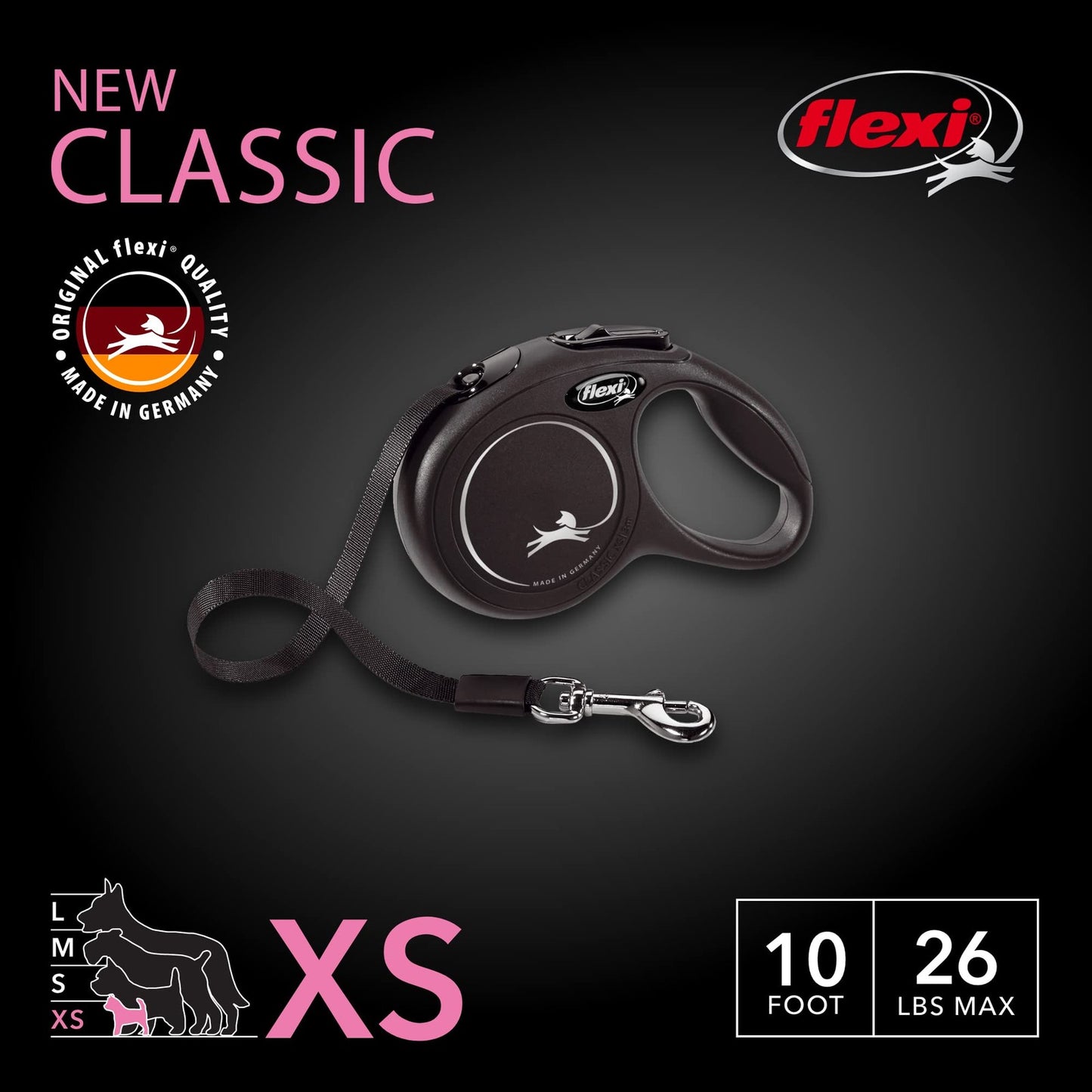 Flexi New Classic Tape Retractable Dog Leash for Dogs | Tangle Free Pet Walking