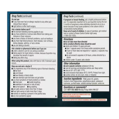 Equate Ibuprofen Mini Softgel Capsules, 200 mg, 80 Count