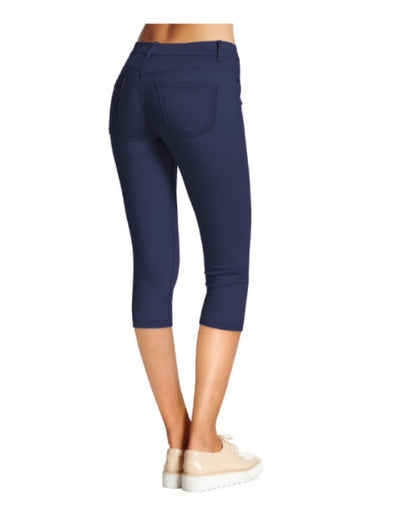 Hybrid & Co Women's Hyper Stretch Capri Jeans - Navy - Slim Fit - Denim - Travel