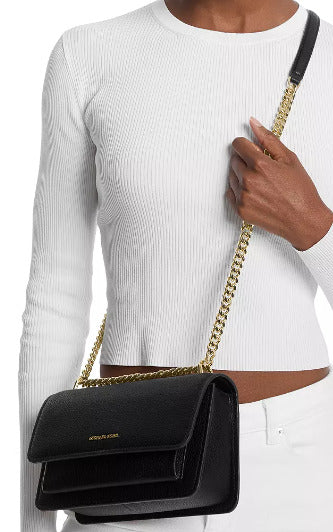 Michael Kors Claire Large Shoulder Bag - BLACK / NAVY / DRIFTWOOD