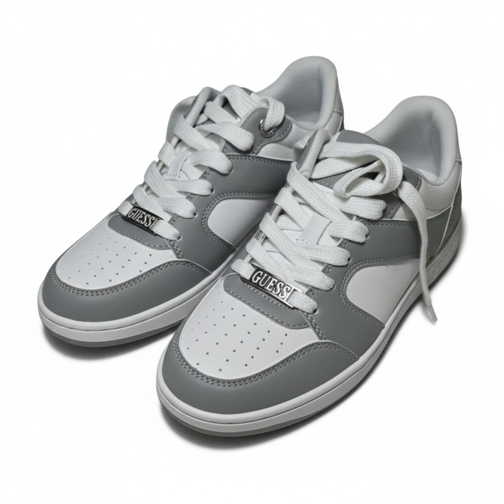 GUESS Lace-Up Sneakers Womens Gray/White Logo Athletic Casual