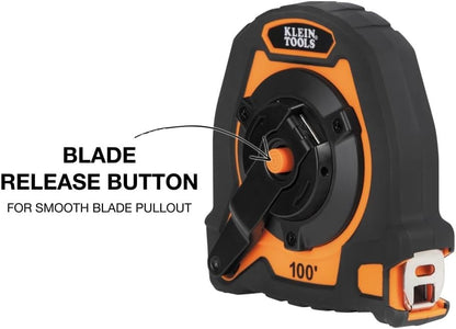 Klein Tools 94100CR Closed Reel Long Tape Measure, 100-Foot