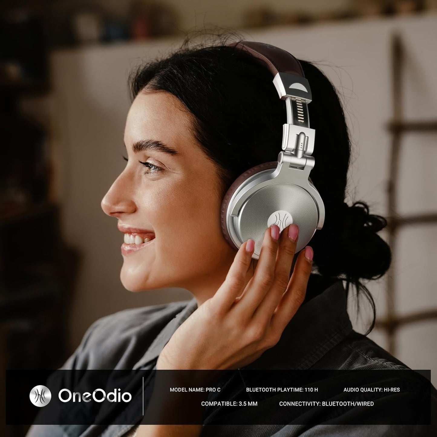 OneOdio Pro-C Bluetooth Over Ear Headphones, Wireless/Wired, Brown or Black