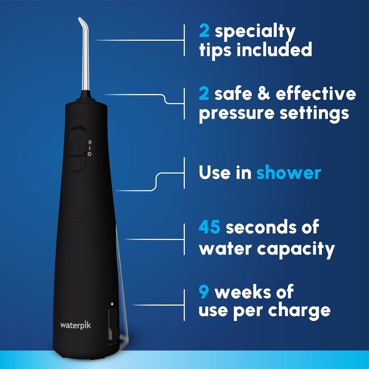 Waterpik Black Cordless Enhance 3000 Water Flosser