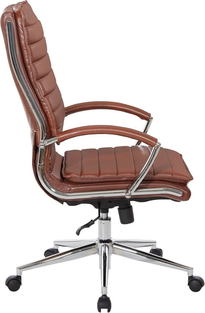 Office Star SPX Professional Ergonomic Ribbed Faux Leather Office Chair High Bac