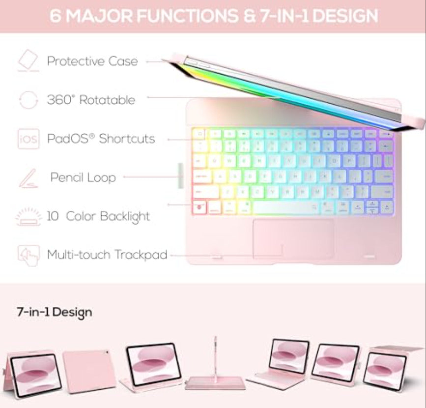 Typecase Touch Wireless Keyboard Case For iPad 10th Generation 10.9 - Light Pink