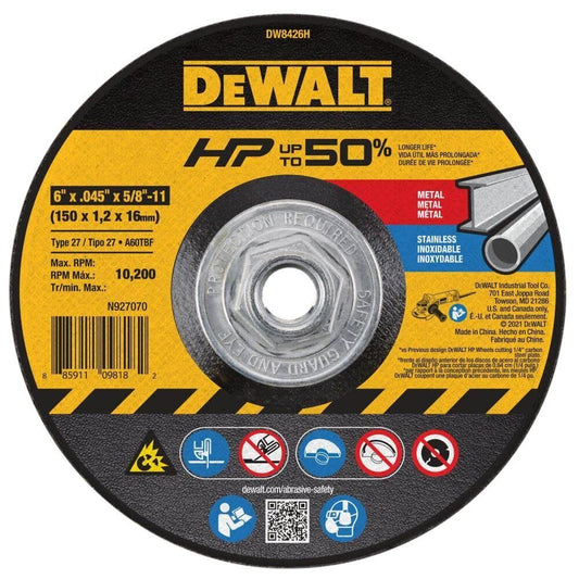 DEWALT DW8425H Metal Cutting Wheel, 5/8-11 Arbor