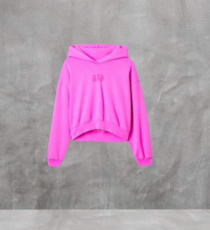GAP Arch Logo Cropped Hoodie, Neon Pink, M