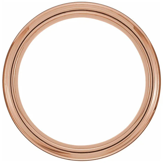 6mm Tungsten 18K Rose Gold & Black PVD Beveled Stepped Edge Satin Band (SZ 10)