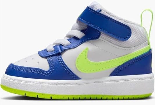 Nike Court Borough Mid 2 Shoes Youth Size 10C White Blue Basketball HJ9281-488