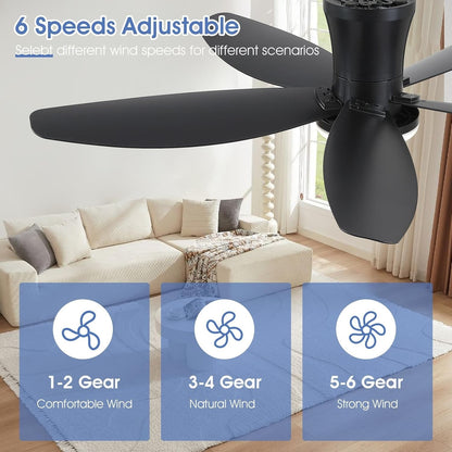 42" Ceiling Fans with Lights-Low Profile Ceiling Fan with Light and Remote/APP