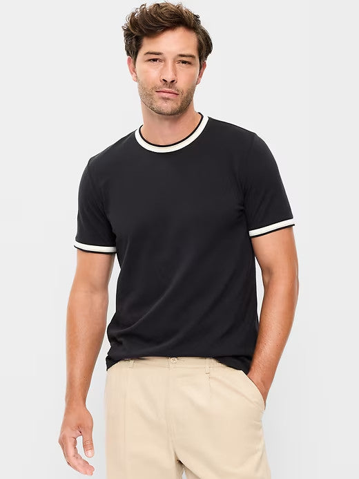 OLD NAVY Men's Crew Neck Trim Ringer Pique T-Shirt Tee NWT, Many colors & Sizes