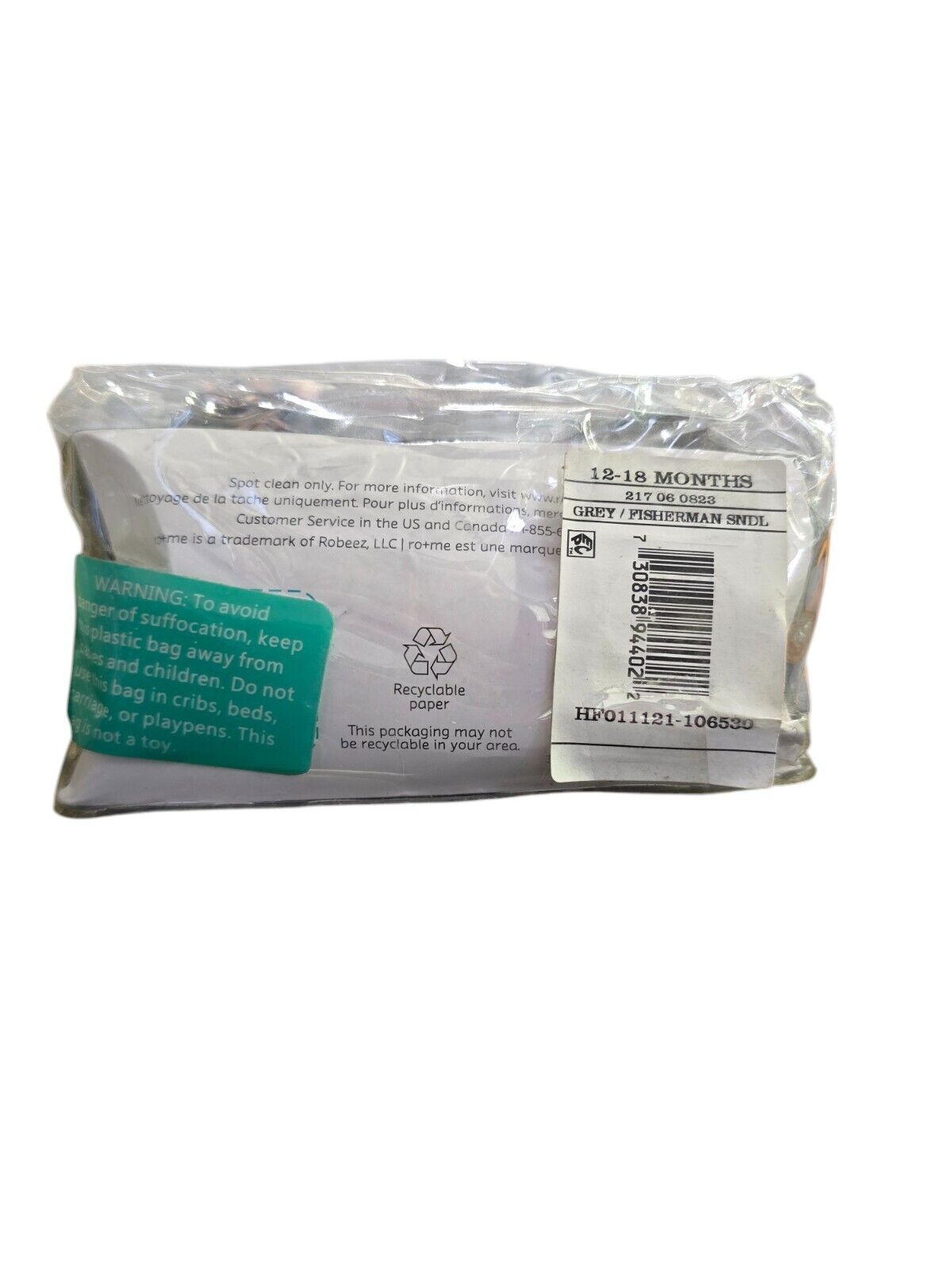 ro+me Baby Boy's Grey/Fisherman Sandals, 12-18 Months