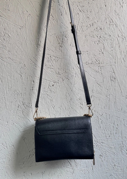 KARL LAGERFELD Paris Lourdes leather chain strap crossbody bag - BLACK