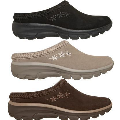 NEW WOMENS SKECHERS RELAXED FIT EASY GOIN SOFT CHARM SUEDE Clogs AUTHENTIC