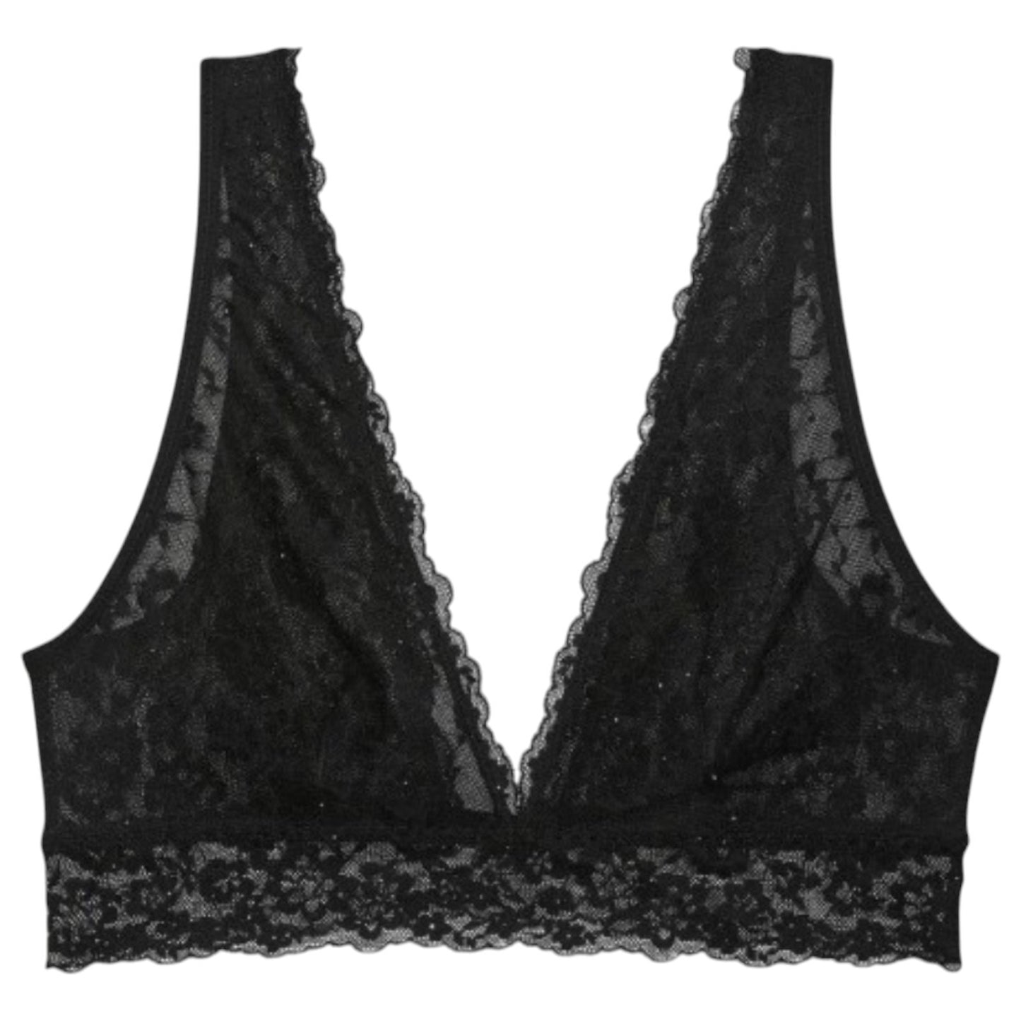 Victoria's Secret Lace Wireless Bralette, Black & twinkle, Soft Stretch Comfort