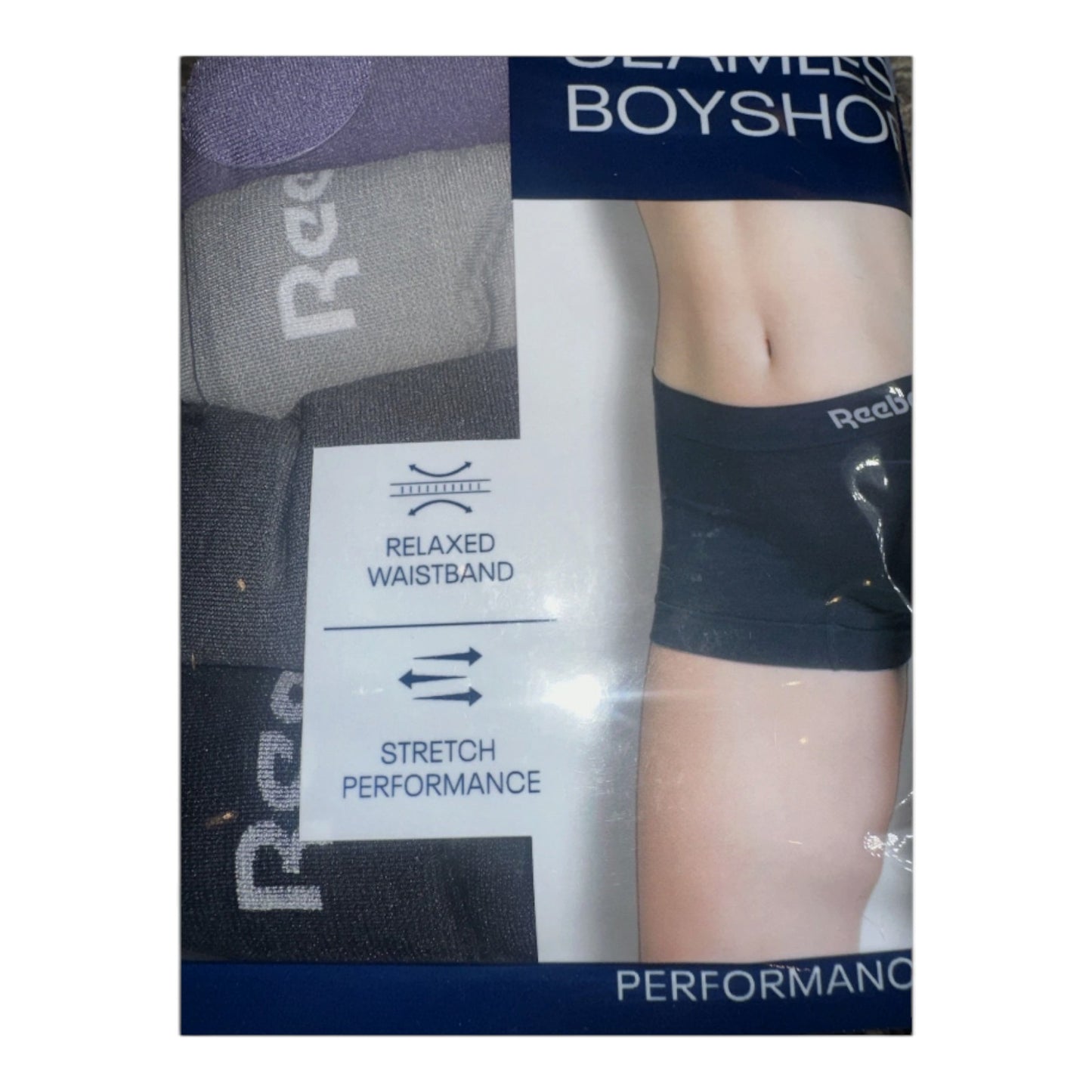 NEW Women's Reebok 5 Pack Seamless Boyshorts XLarge White Purple Black Underwear