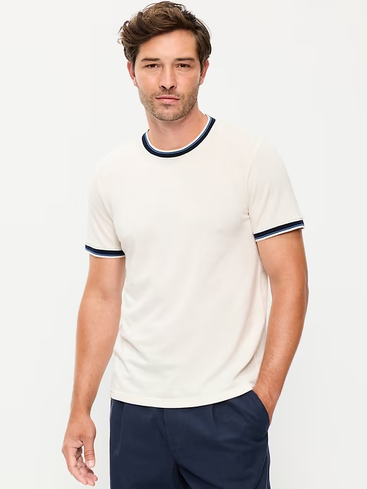 OLD NAVY Men's Crew Neck Trim Ringer Pique T-Shirt Tee NWT, Many colors & Sizes