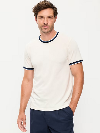 OLD NAVY Men's Crew Neck Trim Ringer Pique T-Shirt Tee NWT, Many colors & Sizes