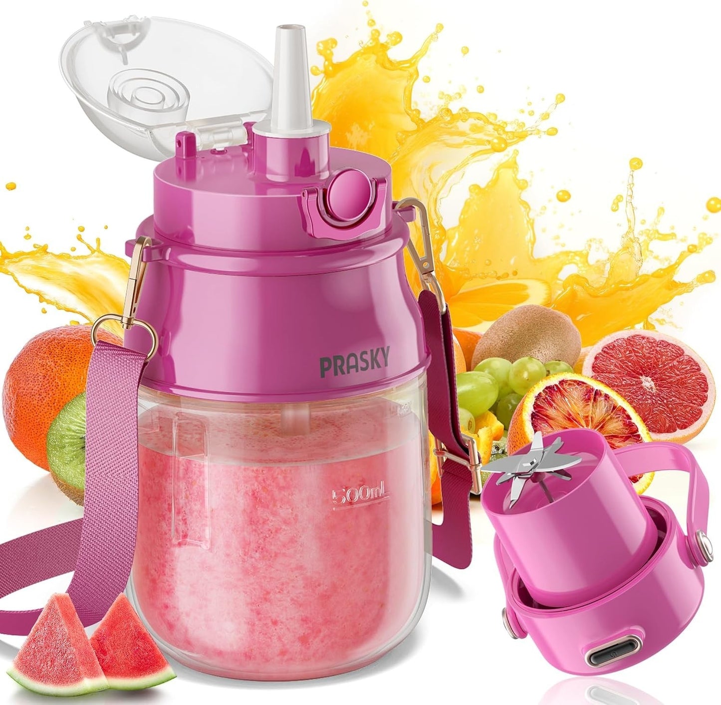 Portable Blender, Prasky Personal Blenders for Shakes and Smoothies with 27oz