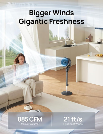 Dreo Fan for Bedroom, 80° Oscillating Standing Fan, 25dB Quiet, 80ft PedestalFan