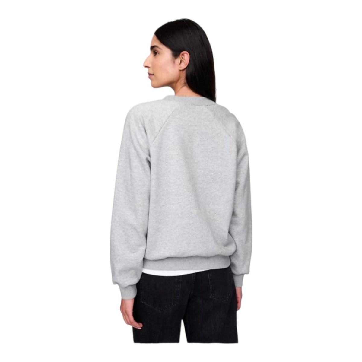 GAP Vintagesoft Raglan Sweatshirt Womens Size S Heather Light Black Boxy NEW