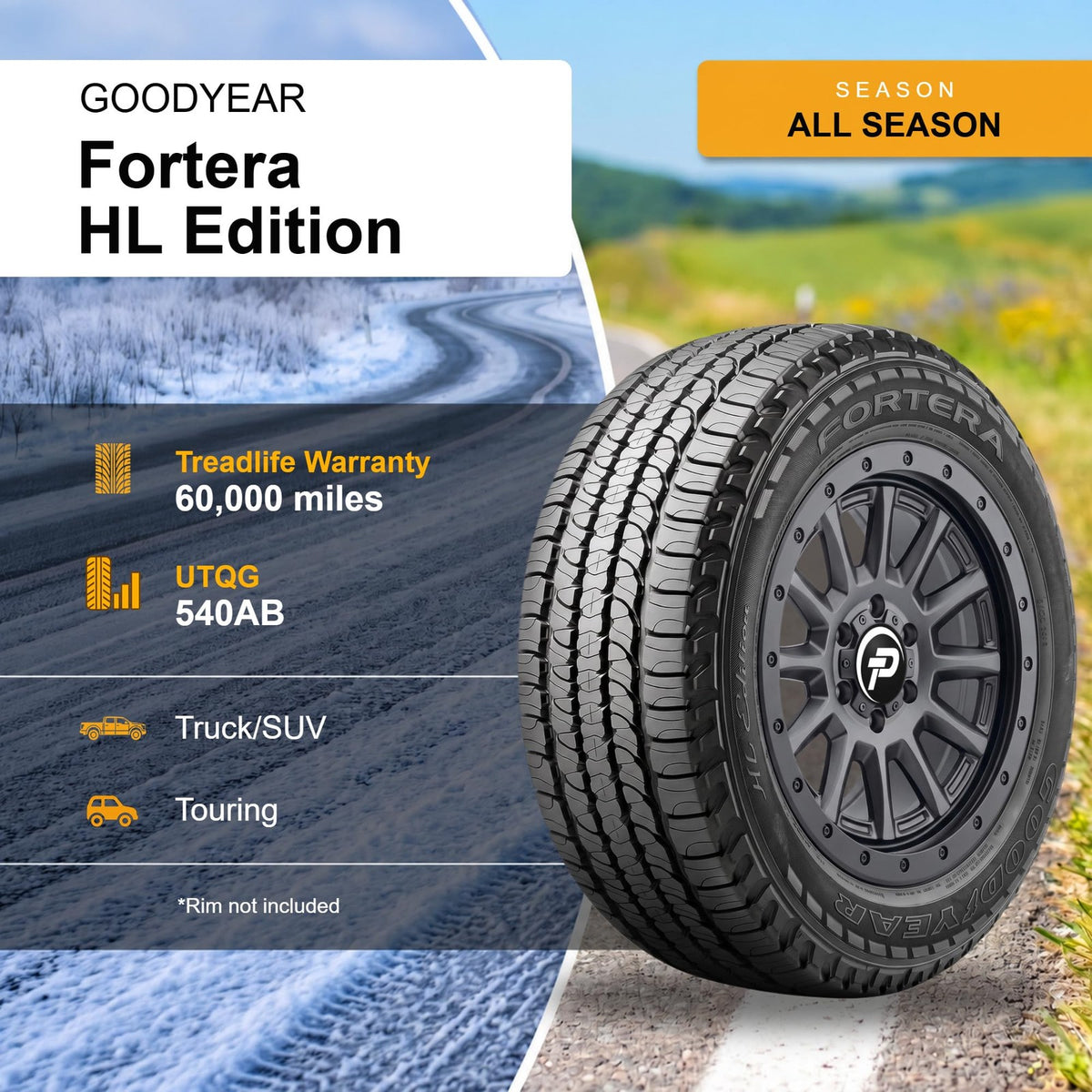 Goodyear Fortera HL Radial Tire | Truck/SUV Touring 105S All Season Traction Ra