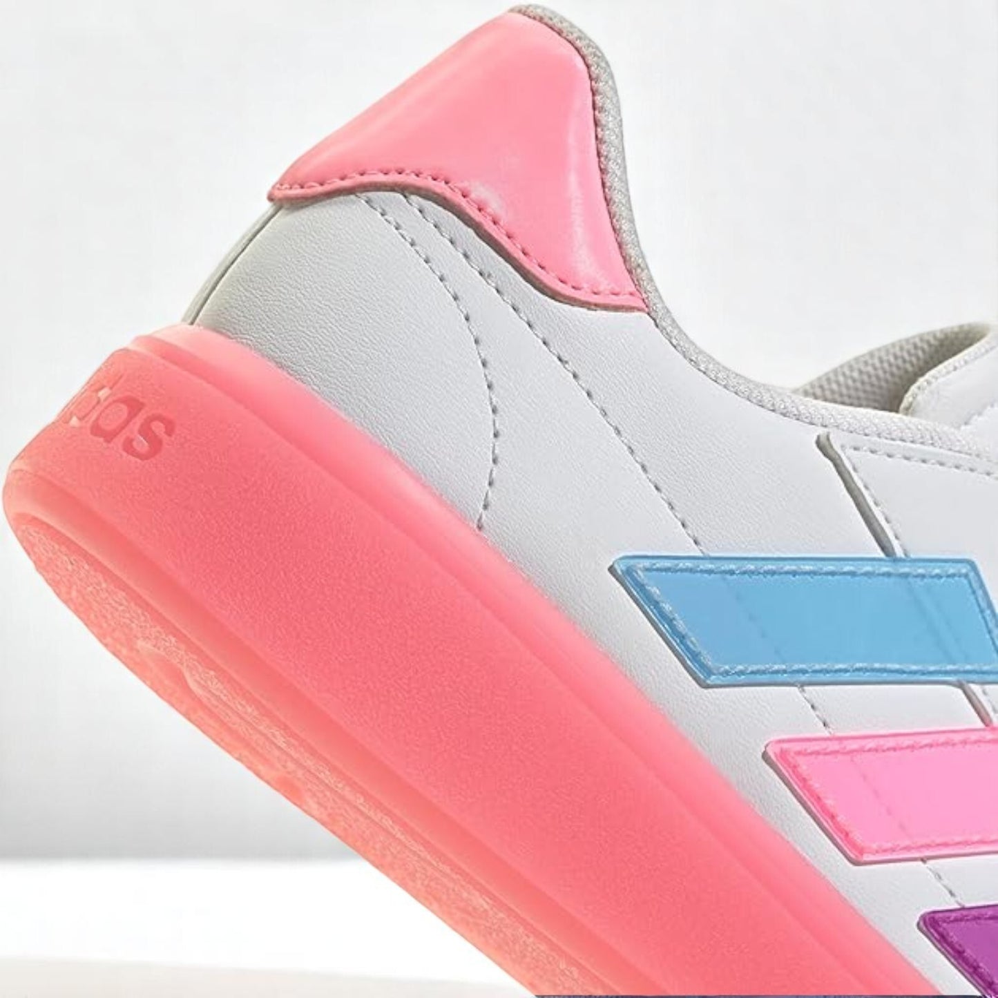 Adidas Court Block El C Youth Kids Tennis Shoes White, Pink, Purple and Blue