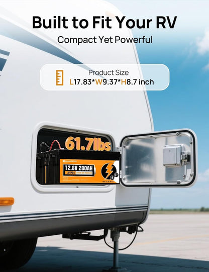 12V 280Ah Bluetooth Low-Temp LiFePO4 Lithium Battery For RV Solar Marine