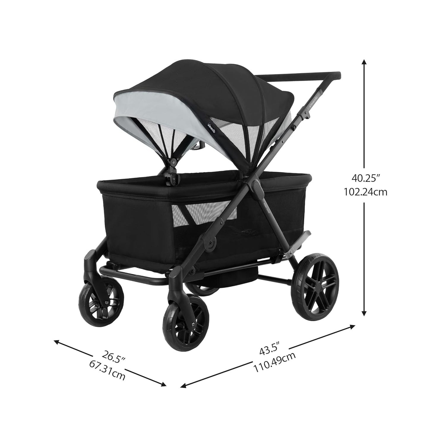 evenflo Omni Crew 3-in-1 Stroller Wagon, Licorice Black,  Fits upto Two Children