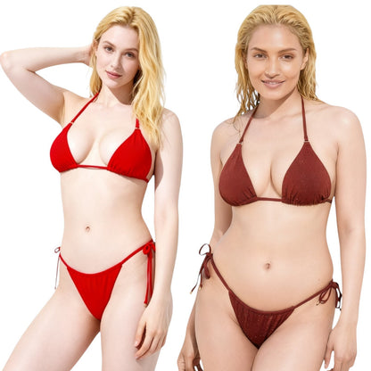 VICTORIA'S SECRET SWIM Side-Tie Itsy String Bikini Bottom, Red Pepper, Dark Chil