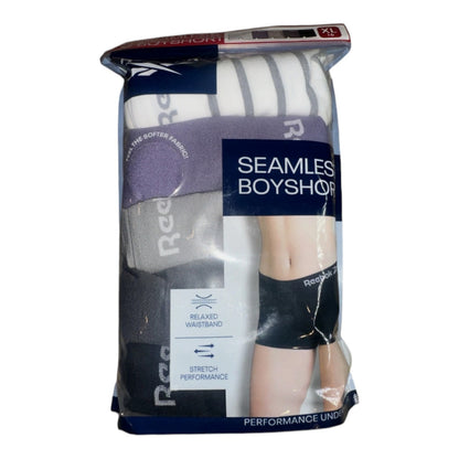 NEW Women's Reebok 5 Pack Seamless Boyshorts XLarge White Purple Black Underwear