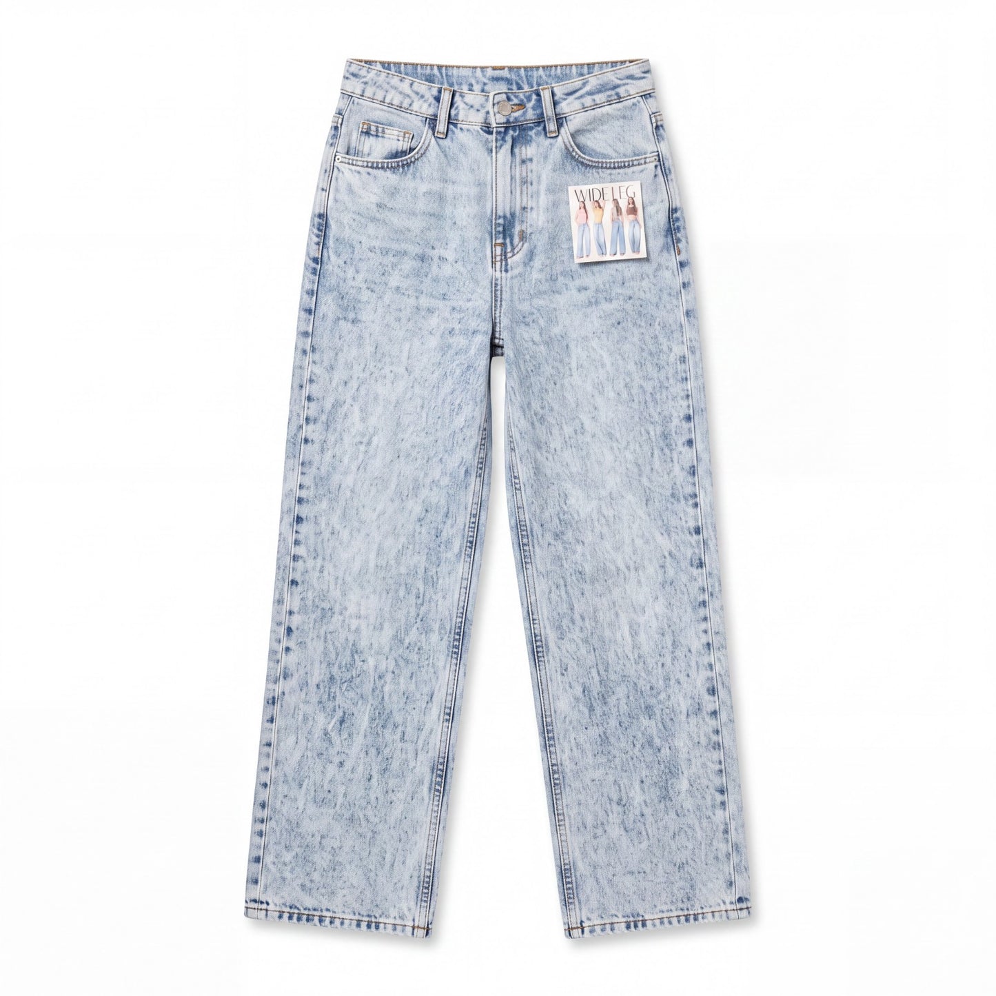 Simple Society Women's Light Wash Wide Leg Denim Jeans