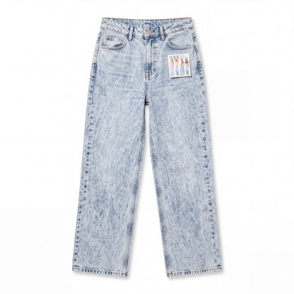 Simple Society Women's Light Wash Wide Leg Denim Jeans