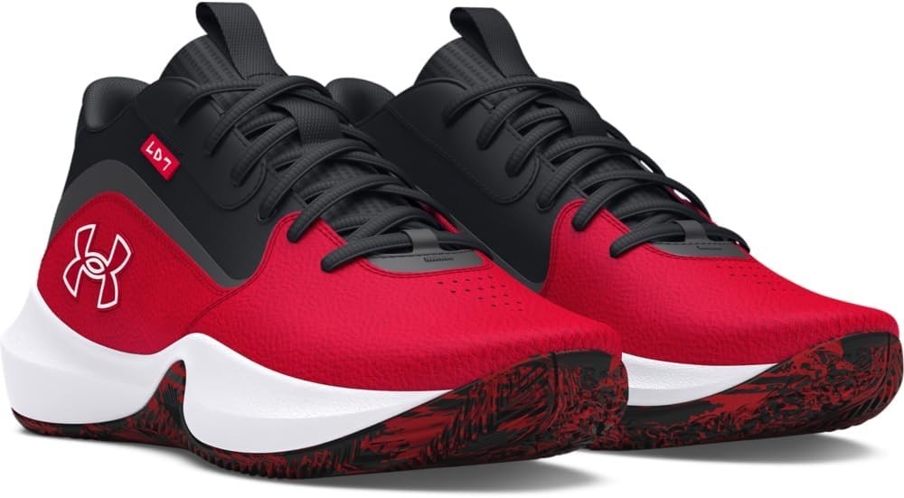 Under Armour UA Lockdown 7 Basketball Shoes Men Size 8 Red Black 3028512-600