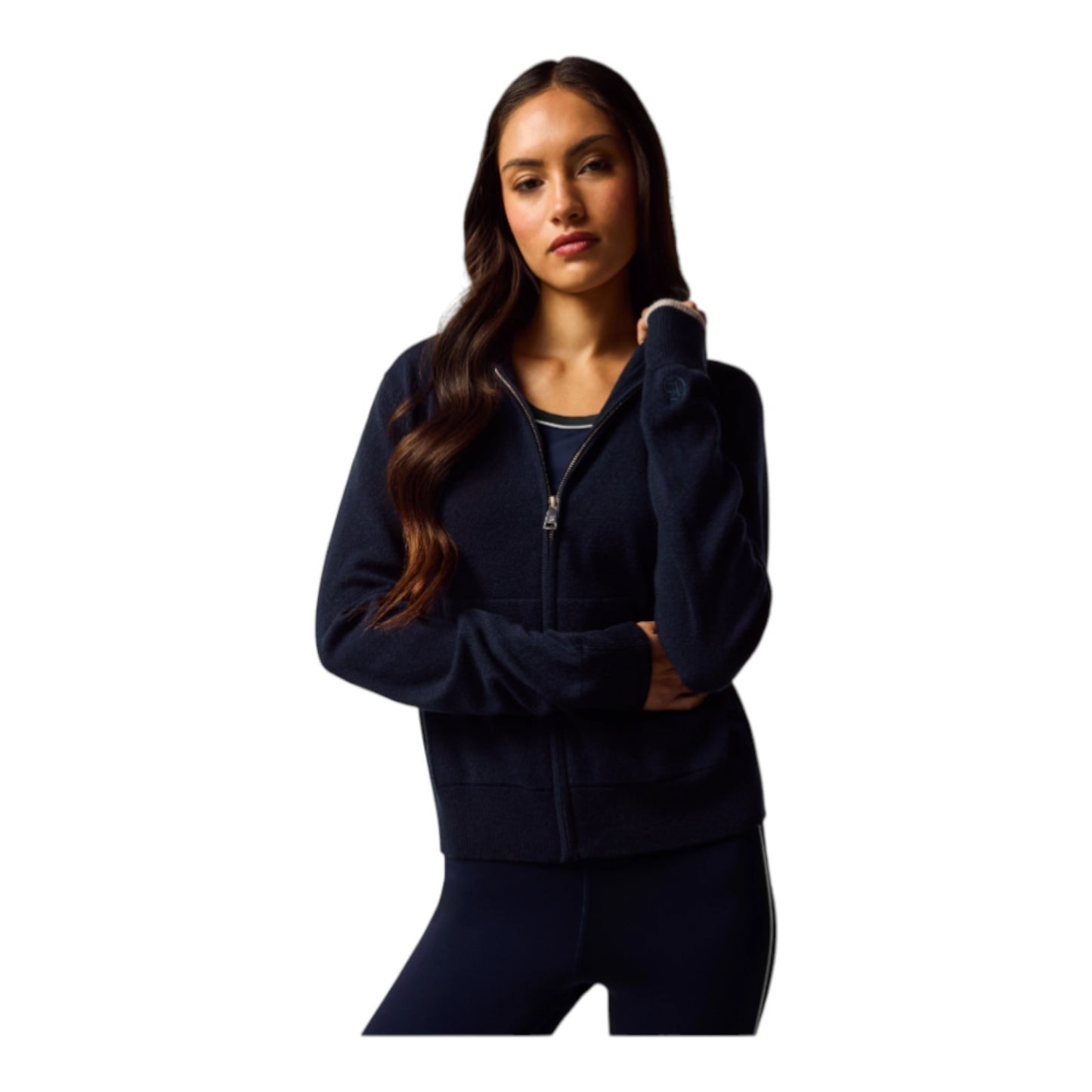 Women's Greyson Koko Full-Zip Hoodie Cashmere-Wool Zip-Up Cardigan, Maltese Blue