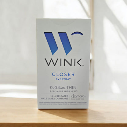 Wink Closer Everyday Latex Lubricated Condoms 0.04 mm Thin 10 count each