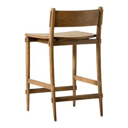 Merritt Solid White Oak Counter Stools with Curved Back by Mermelada Estudio