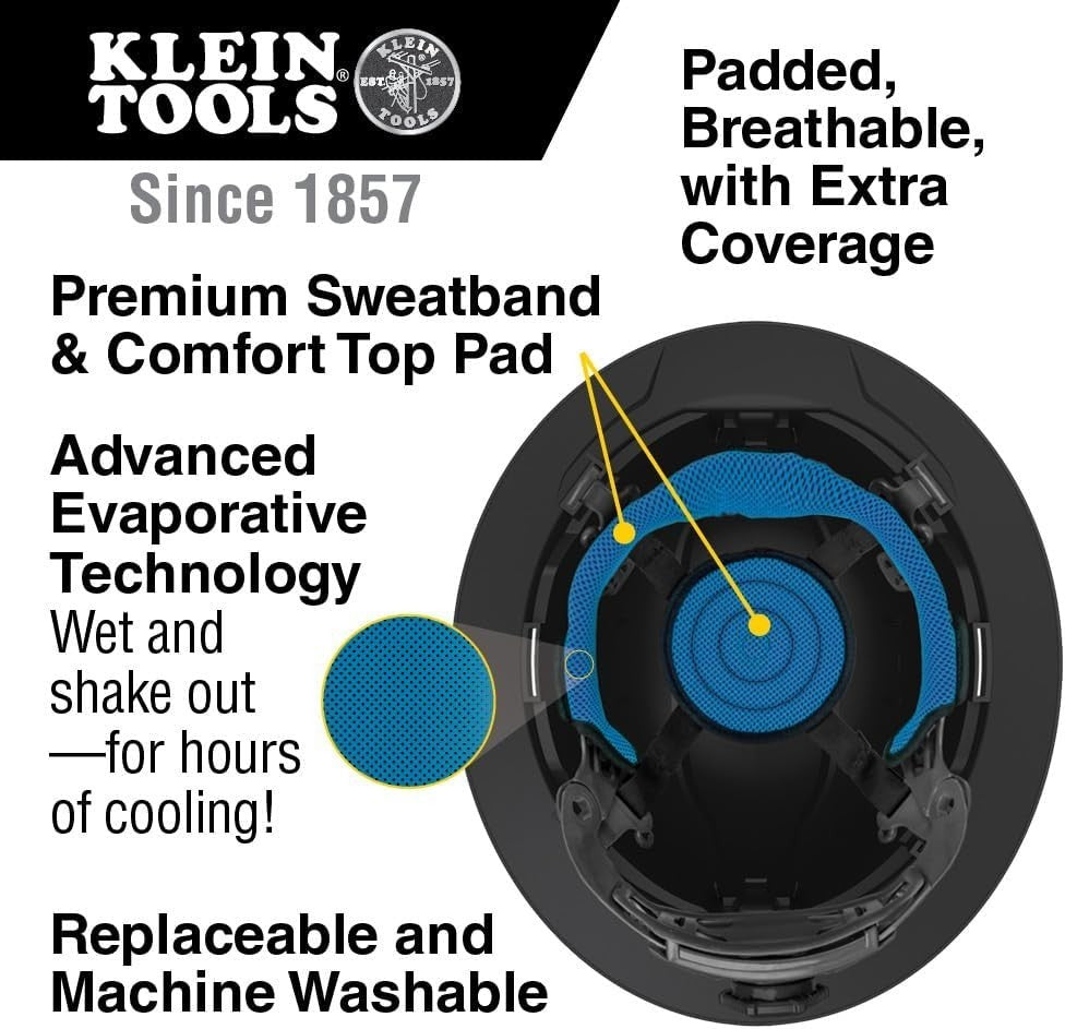 Klein Tools 60347 Hard Hat, Vented Full Brim, Class C, Premium KARBN Pattern