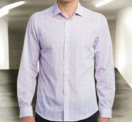 Report Collection Men's Yarn Dye Check Button Up, Medium