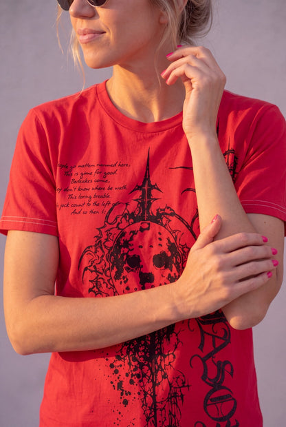 New Friday the 13th Jason Crystal Lake Red 1980 Mens Vintage T-Shirt