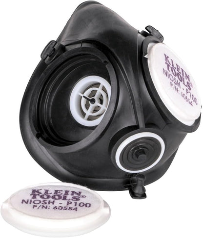 Klein Tools 60552 P100 Half-Mask Respirator with Replaceable Filters Dust, M/L