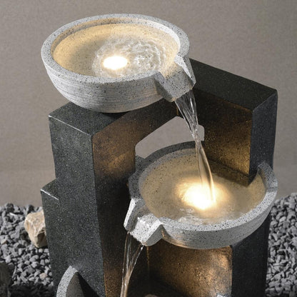 Enchanted Garden Tiered Cascading Outdoor Water Fountain with LED Lights - Resin