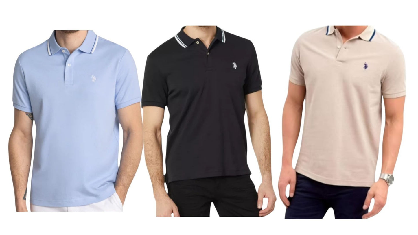 U.S. Polo Assn. Men's Slim Fit Tipped Interlock Knit Polo Shirt