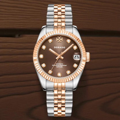 DORADO Rose Two Tone Timeless Watch | Chocolate | 31mm | Automatic Movement