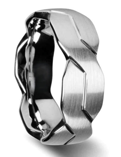 8mm Tungsten Ring With Brushed Carved Infinity Symbol Design