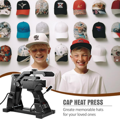 Hat Heat Press Machine for Caps with 2pcs Interchangeable Platens(6.7"x3.8", ...