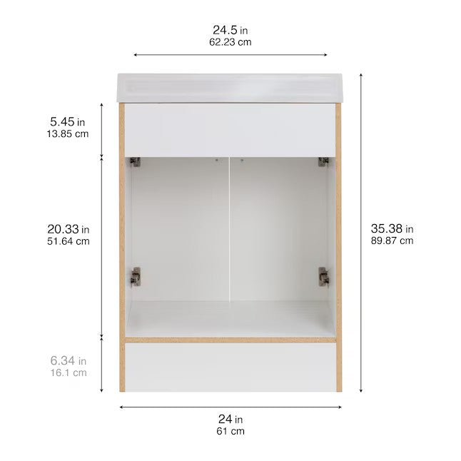 Project Source Dover 24 in White Single Sink Bathroom Vanity with White Top